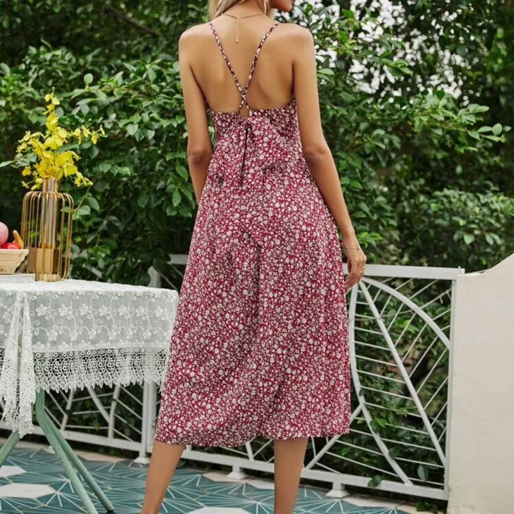 Tie Back Daisy Floral Print Cami Dress - Picture 2 of 3